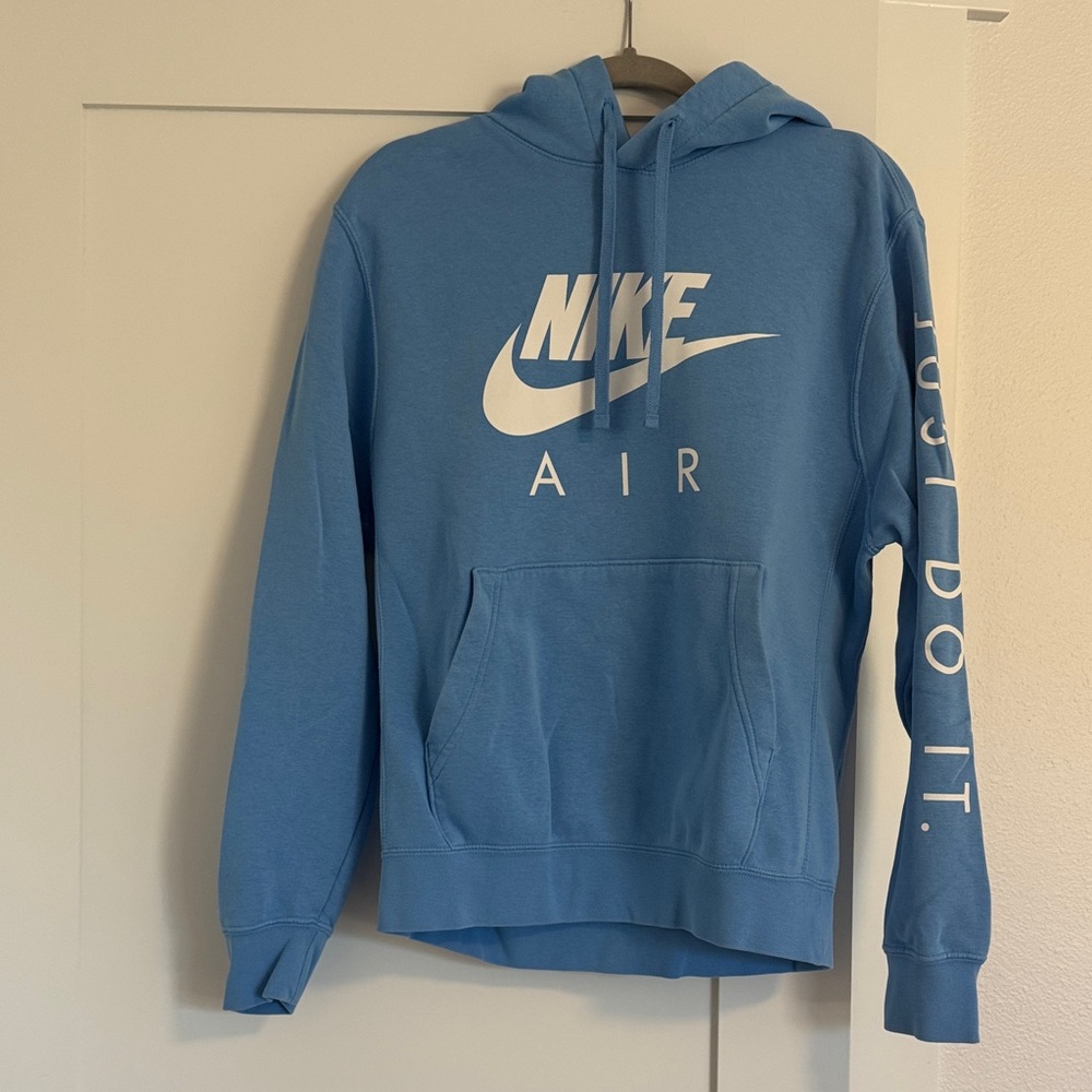 Nike Men's Blue Hoodie with White Logo